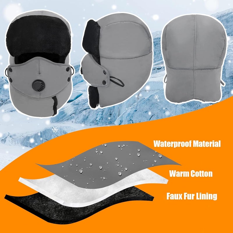 Outrip Winter Trapper Hat for Men & Women, Trooper Hunting Russian Fur Hat with Ear Flap & Mask Aviator Ushanka for Cold Weather - Image 4